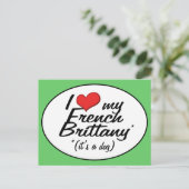Ik hou van mijn Franse Brittany (het is een hond) Briefkaart (Staand voorkant)