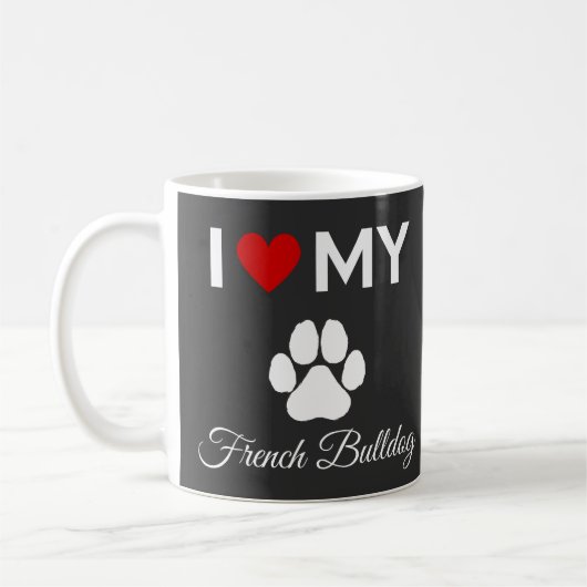 Ik hou van mijn Franse Bulldog aangepaste tekst Koffiemok (Links)