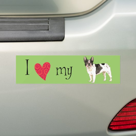 Ik hou van mijn Franse Bulldog Bumpersticker (Op auto)