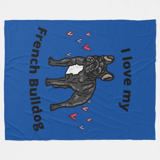 IK HOU VAN MIJN FRANSE BULLDOG FLEECE BLANKET! (Voorkant (Horizontaal))