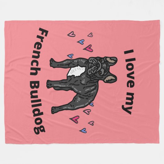 IK HOU VAN MIJN FRANSE BULLDOG FLEECE BLANKET! (Voorkant (Horizontaal))
