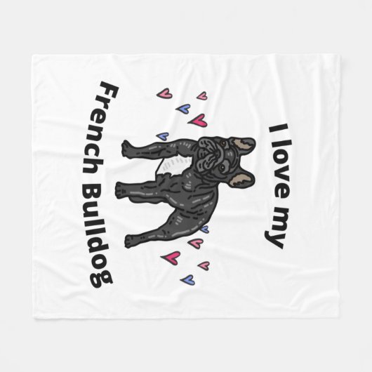 IK HOU VAN MIJN FRANSE BULLDOG FLEECE BLANKET! (Voorkant (Horizontaal))