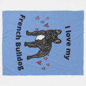 IK HOU VAN MIJN FRANSE BULLDOG FLEECE BLANKET! DEKEN (Voorkant (Horizontaal))