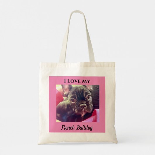 Ik hou van mijn Franse Bulldog Frenchie Canvas tas (Achterkant)