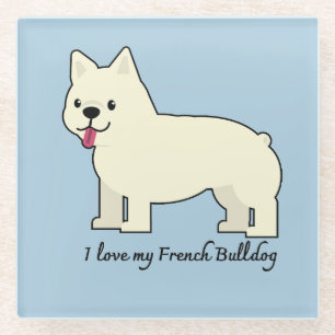Ik hou van mijn Franse Bulldog Glazen Onderzetter