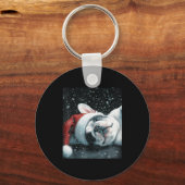 Ik hou van mijn Franse Bulldog Kerst Cute  Sleutelhanger (Voorkant)