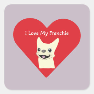 Ik hou van mijn Franse Bulldog, Lavender Vierkante Sticker