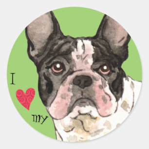 Ik hou van mijn Franse Bulldog Ronde Sticker