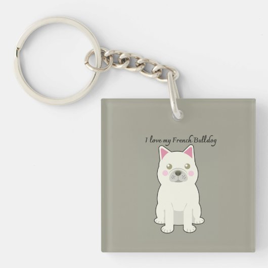 Ik hou van mijn Franse Bulldog Sleutelhanger (voorkant)