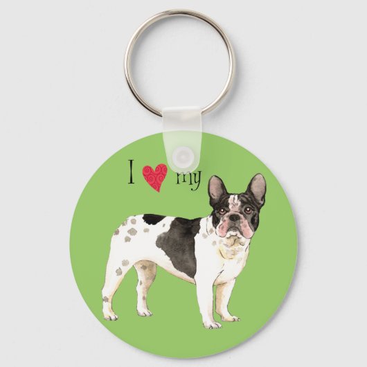 Ik hou van mijn Franse Bulldog Sleutelhanger (Voorkant)