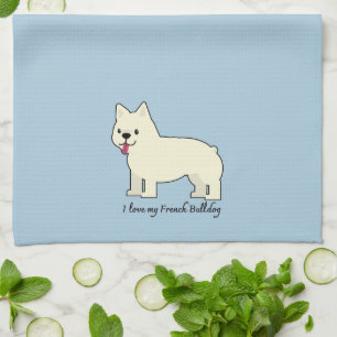 Ik hou van mijn Franse Bulldog Theedoek