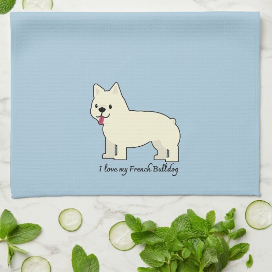 Ik hou van mijn Franse Bulldog Theedoek (Gevouwen)