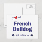 Ik hou van mijn Franse hond (mannenhond) Briefkaart (Voorkant / Achterkant)