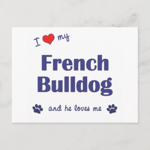 Ik hou van mijn Franse hond (mannenhond) Briefkaart