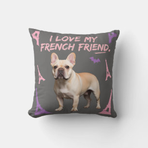 Ik hou van mijn Franse vriend Franse Bulldog Hond Kussen