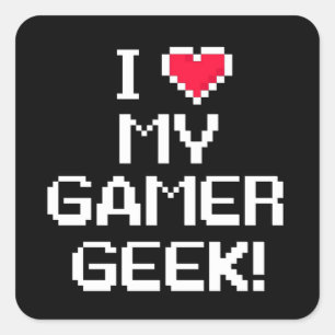 Ik hou van mijn Gamer Geek Vierkante Sticker