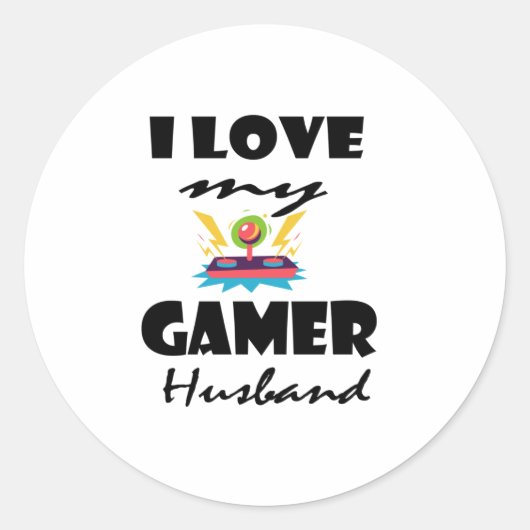 Ik hou van mijn Gamer Man Funny Gaming T-Shirt Ronde Sticker (Voorkant)