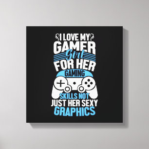 Ik hou van mijn gamer meisje canvasprint canvas afdruk