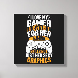 Ik hou van mijn gamer meisje canvasprint canvas afdruk