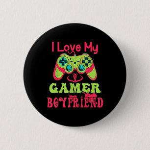 Ik hou van mijn gamer vriendje hart BF videogames, Ronde Button 5,7 Cm