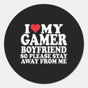 Ik hou van mijn gamer vriendje hart BF videogames, Ronde Sticker
