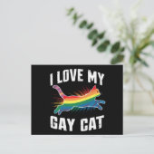 Ik hou van mijn gay cat grappige regenboog trots L Briefkaart (Staand voorkant)