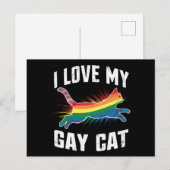 Ik hou van mijn gay cat grappige regenboog trots L Briefkaart (Voorkant / Achterkant)