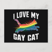 Ik hou van mijn gay cat grappige regenboog trots L Briefkaart (Voorkant)