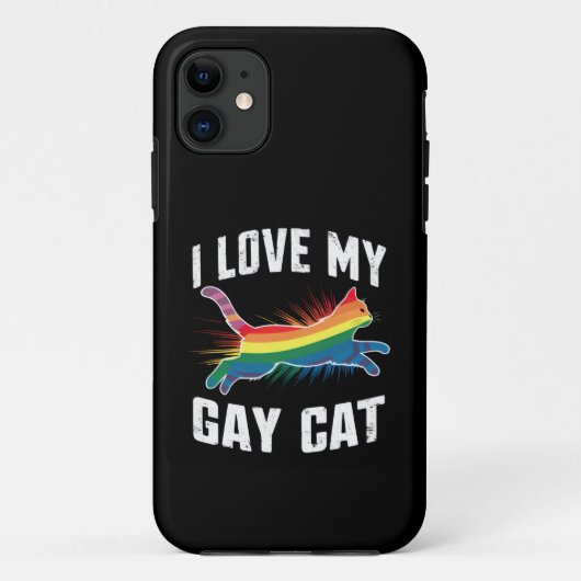Ik hou van mijn gay cat grappige regenboog trots L Case-Mate iPhone Case (Achterkant)