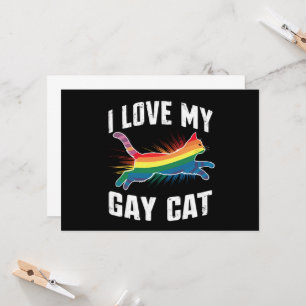Ik hou van mijn gay cat grappige regenboog trots L Kaart