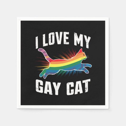 Ik hou van mijn gay cat grappige regenboog trots L Servet (Voorkant)