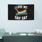 Ik hou van mijn gay cat grappige regenboog trots L Spandoek (Beurs)