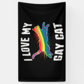 Ik hou van mijn gay cat grappige regenboog trots L Spandoek (Verticaal)