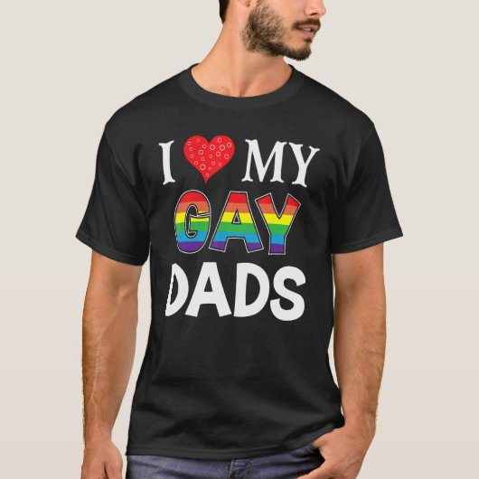 Ik hou van mijn Gay Dads Lgbt Lesbian Rainbow Prou T-shirt (Voorkant)