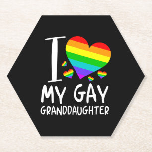 Ik hou van mijn gay kleindochter LGBT maand famili Kartonnen Onderzetters