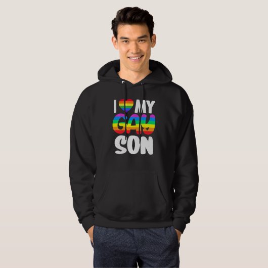 Ik hou van mijn Gay Son Pride LGBT Rainbow Family  Hoodie (Voorkant volledig)