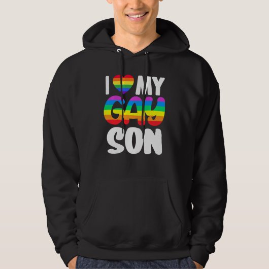 Ik hou van mijn Gay Son Pride LGBT Rainbow Family  Hoodie (Voorkant)