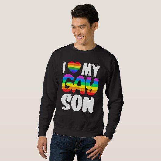 Ik hou van mijn Gay Son Pride LGBT Rainbow Family  Trui (Voorkant volledig)
