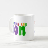 Ik hou van mijn Gay Son Retro Rainbow mama Koffiemok (Voorkant links)