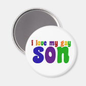 Ik hou van mijn Gay Son Retro Rainbow mama Magneet (Voorkant / Achterkant)