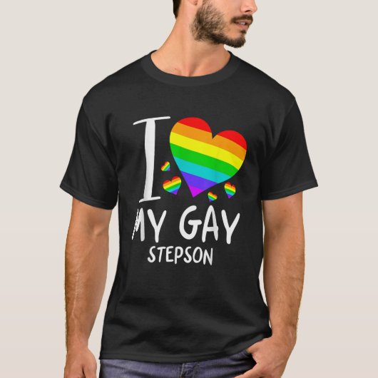 Ik hou van mijn gay stiefzoon lgbt maand familie t t-shirt (Voorkant)