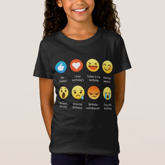 Ik hou van mijn geboortedag Emoji Emoticon Funny T T-shirt (Voorkant)