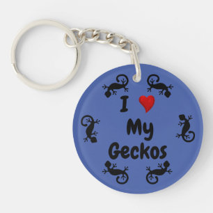 Ik hou van mijn Geckos - Black Gecko Lizard op Blu Sleutelhanger