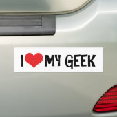 Ik hou van mijn geek bumpersticker (Op auto)