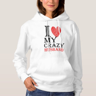 Ik hou van mijn gekke man Purview met rood hart Hoodie