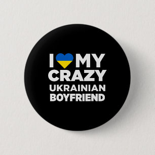 Ik hou van mijn gekke Oekraïense vriend Cute Ukrai Ronde Button 5,7 Cm