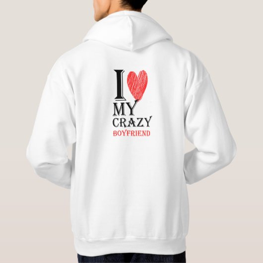 Ik hou van mijn gekke vriend Purview met rood hart Hoodie (Achterkant)