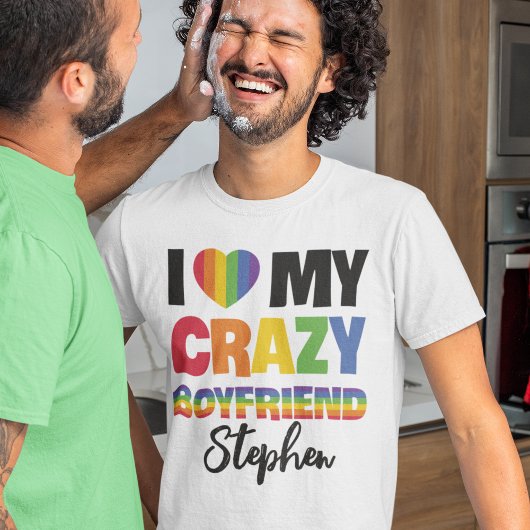 Ik hou van mijn gekke vriend regenboog pride lgbtq t-shirt