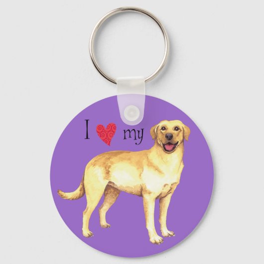 Ik hou van mijn gele lab sleutelhanger (Voorkant)