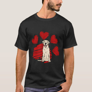 Ik hou van mijn gele labrador hondenpoten hart Val T-shirt